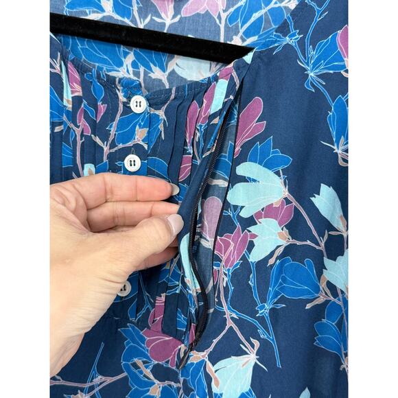 Teat & Cosset Nursing Friendly Dress Women XS Blue Floral Ruffle Made in Italy - Picture 5 of 10